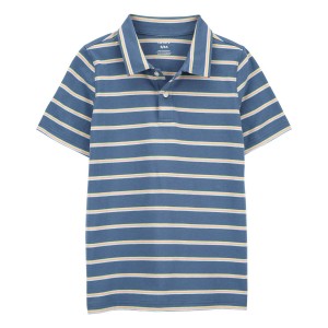 Blue Kid Striped Jersey Polo Shirt