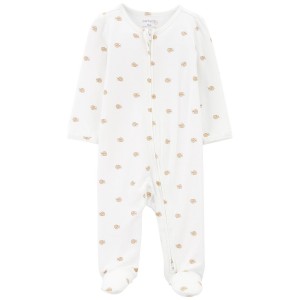 Ivory Baby Snail Print Zip-Up PurelySoft Sleep & Play Pajamas