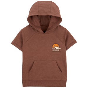 Brown Toddler Hooded Dino Adventure Pullover