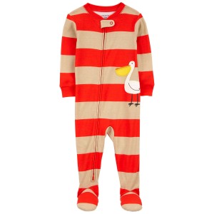 Red/Beige Baby 1-Piece Pelican 100% Snug Fit Cotton Footie Pajamas