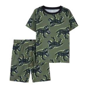 Green Kid 2-Piece Dinosaur Loose Fit Pajama Set