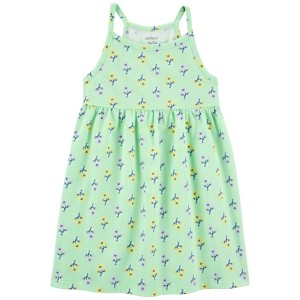 Green Toddler Floral Tank Dress
