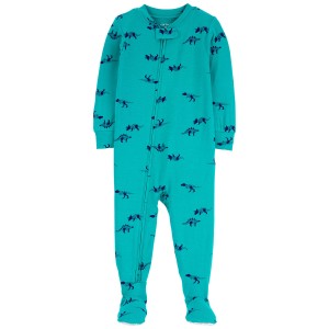 Teal Baby 1-Piece Dinosaur PurelySoft Footie Pajamas