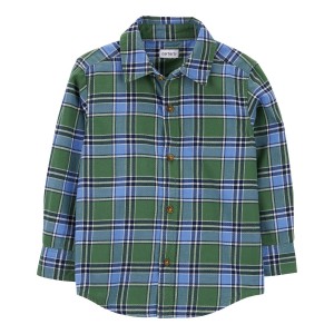 Blue/Green Baby Plaid Button-Front Shirt