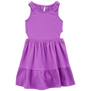 Purple Toddler Knit Gauze Casual Dress