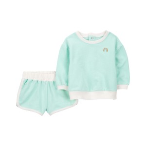 Mint Baby 2-Piece Rainbow Sweatshirt & Short Set