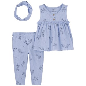 Blue Baby 3-Piece Floral Little Outfit Set