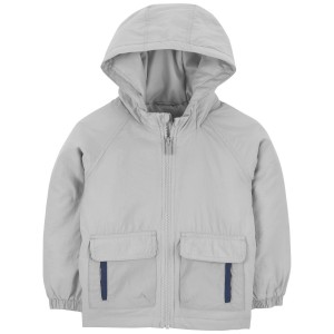 Solid Grey Crinkle Toddler Mid-Weight Jacket