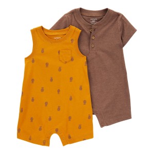 Multi 2-Pack Cotton Rompers