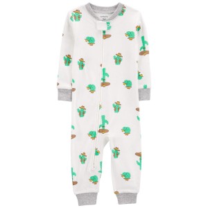 Ivory Toddler 1-Piece Cactus 100% Snug Fit Cotton Footless Pajamas