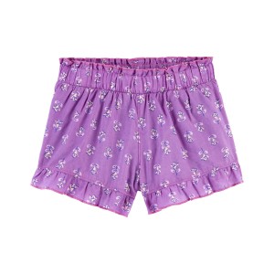 Purple Toddler Floral Poplin Shorts