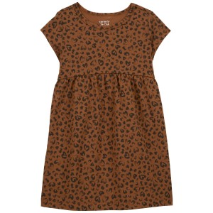 Brown Toddler Leopard Jersey Dress