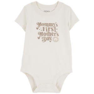 Tan Baby First Mothers Day Cotton Bodysuit