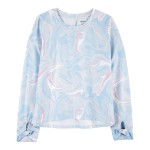 Blue Kid Marble Active Jersey Top In BeCool Fabric