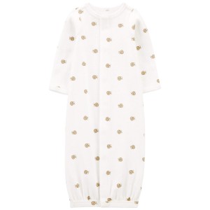 Ivory Baby Preemie Snail Cotton Sleeper Gown