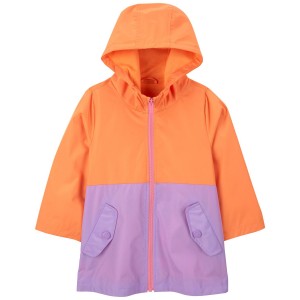 Peach Purple Colorblock Baby Colorblock Rain Jacket