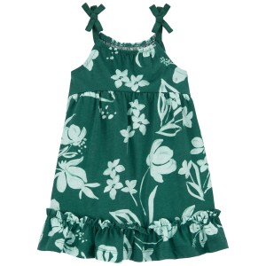Green Baby Floral Cotton Dress