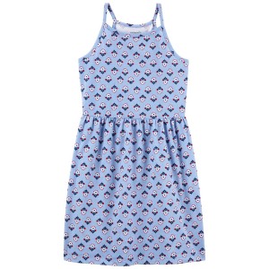 Blue Kid Floral Tank Dress