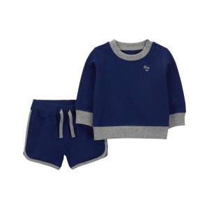 Navy Baby 2-Piece Sweatshirt & Short Set