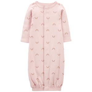 Pink Baby Preemie Rainbow Cotton Sleeper Gown