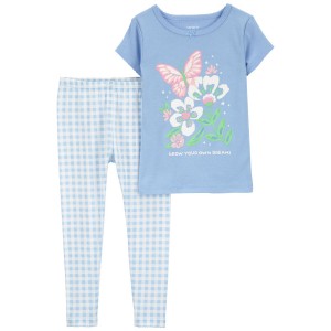 Blue Toddler 2-Piece Butterfly 100% Snug Fit Cotton Pajamas