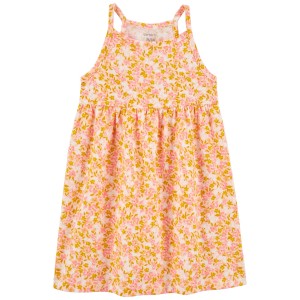 Orange Toddler Floral Tank Dress