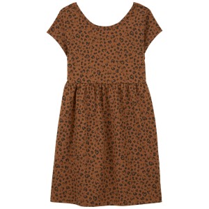 Brown Kid Leopard Jersey Dress