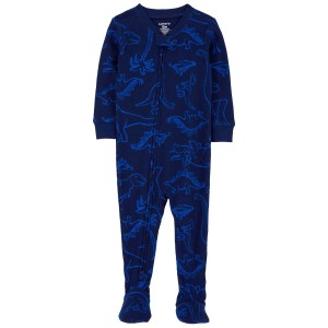 Navy Baby 1-Piece Dinosaur Thermal Footie Pajamas