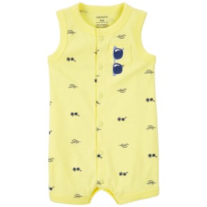 Yellow Baby Sunglasses Snap-Up Romper