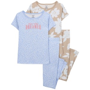 Multi Kid 4-Piece Floral 100% Snug Fit Cotton Pajamas
