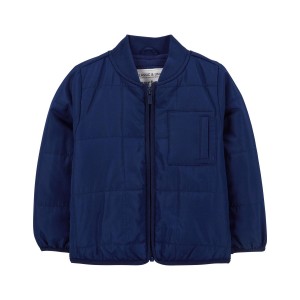 Navy Toddler Quilted Bomber Jacket