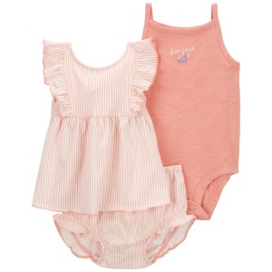 Pink Baby 3-Piece Striped Little Short Set