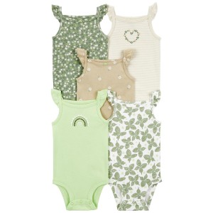 Green Baby 5-Pack Butterfly Flutter Bodysuits