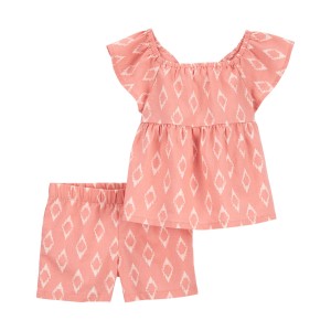 Coral Toddler 2-Piece Linen Outfit Set