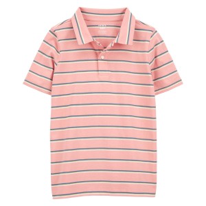 Pink Kid Striped Jersey Polo