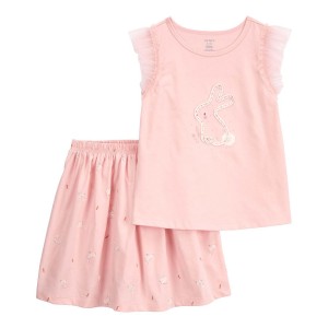 Pink Kid 2-Piece Bunny Top & Skort Set