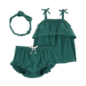 Green Baby 3-Piece Crinkle Jersey Outfit Set