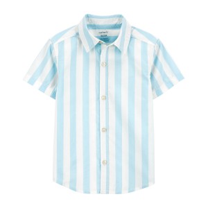 Blue/White Baby Striped Button-Down Shirt
