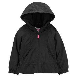 Black Ruffle Athletic Baby Peplum Mid-Weight Fleece-Lined Jacket
