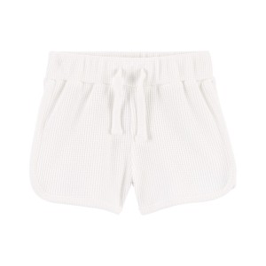 White Baby Pull-On Waffle Knit Shorts