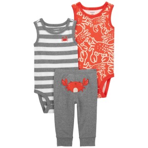 Grey/Red Baby 3-Piece Crab Little Character Set