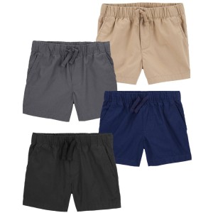 Multi Baby 4-Pack Pull-On Poplin Shorts