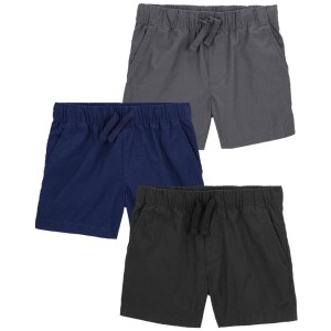Multi Baby 3-Pack Pull-On Poplin Shorts