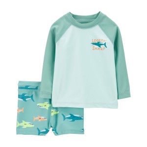 Green Baby 2-Piece Shark Rashguard Swim Set