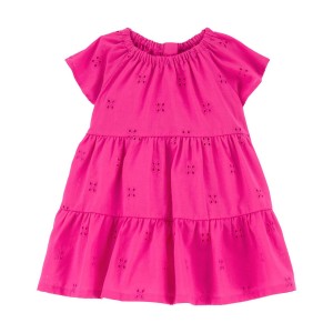 Pink Baby Eyelet Tiered Dress