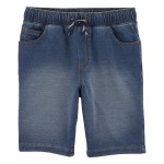 Navy Kid Pull-On Denim Shorts