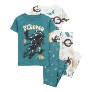 Blue Baby 4-Piece Astronaut 100% Snug Fit Cotton Pajamas