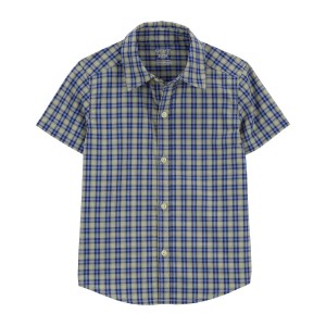 Navy/Green Baby Plaid Button-Down Shirt