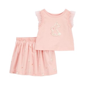 Pink Baby 2-Piece Bunny Top & Skort Set
