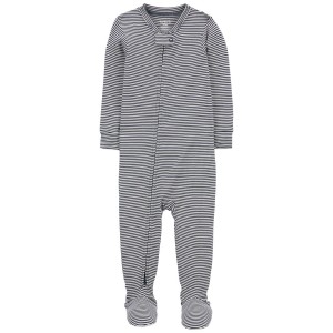 Navy Baby 1-Piece Striped PurelySoft Footie Pajamas
